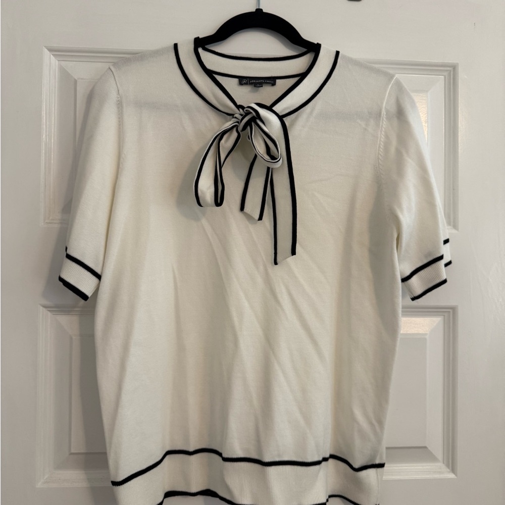 Elegant White and Black Trim Women's Top